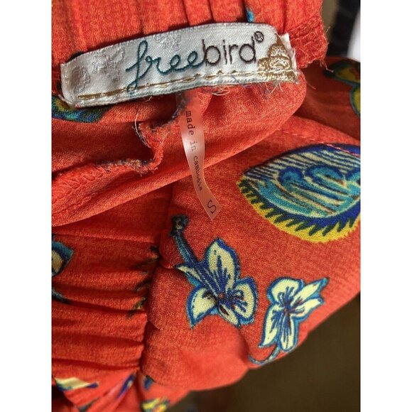 Freebird Tropical Pattern Orange Shorts Soft Feel Vibrant Colors Size Small - Picture 4 of 5
